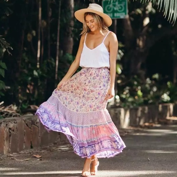 Dresses & Skirts - SOLD OUT Lavender Floral Boho Gypsy Maxi Skirt